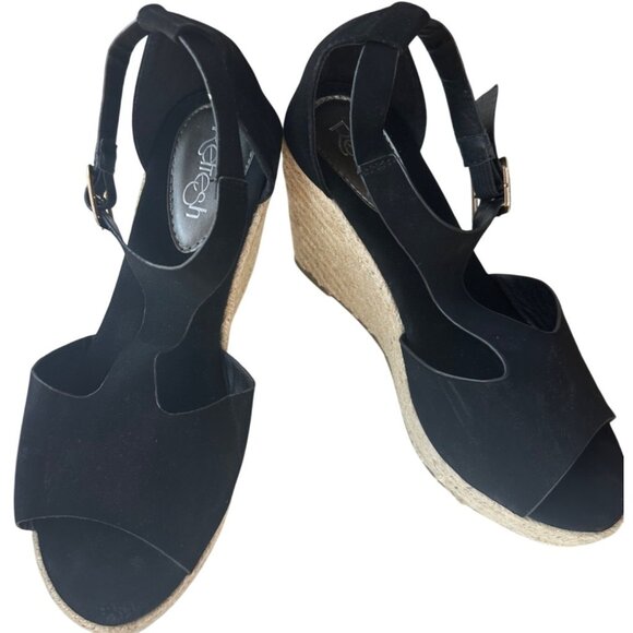Refresh Brand Black High Wedge Sandals Pumps Open Toe EMERY-02 Women's Size 8M - Picture 4 of 15